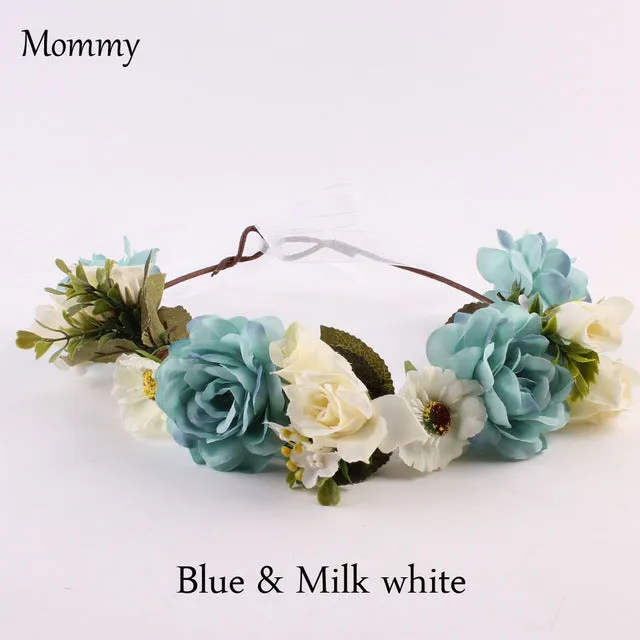 1/2PC Fashion Cute Mommy & Kids Wreath Flowers Headband Floral Crown Hairbands Travel Wedding Girls Headwear Floral Hairbands