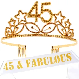 45th Birthday, 45th Birthday Gifts Women, 45th Birthday Tiara, 45th Birthday Sash, 45th