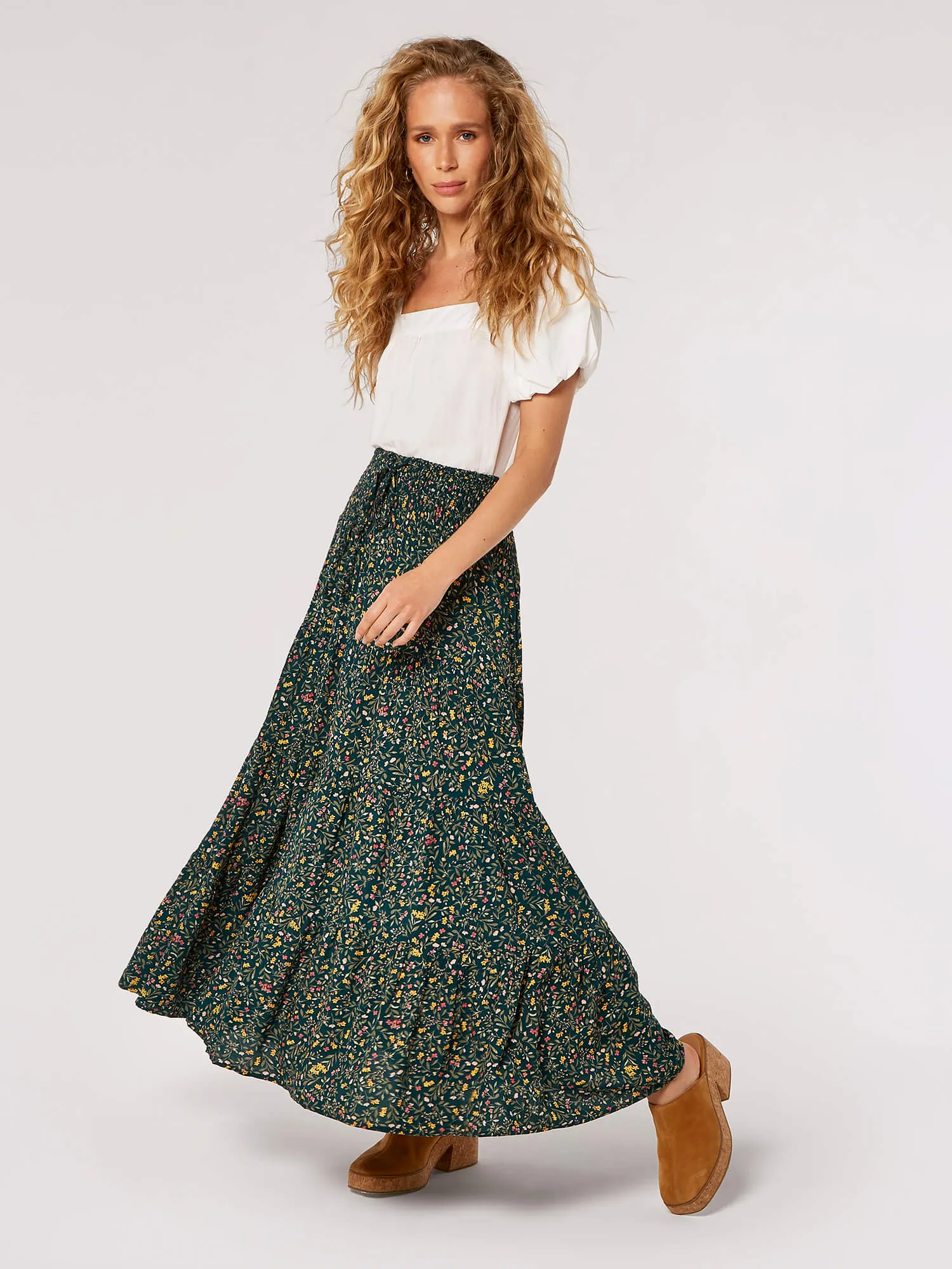 APRICOT - Flower Forest Smock Waist Skirt - 749351 - FINAL SALE