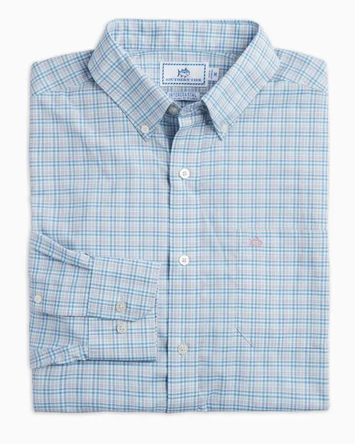 Aquamarine Intercoastal Seawater Plaid Performance Sportshirt