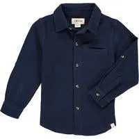 Atwood Navy Waffle Long Sleeve Woven Collared Shirt - Select Size