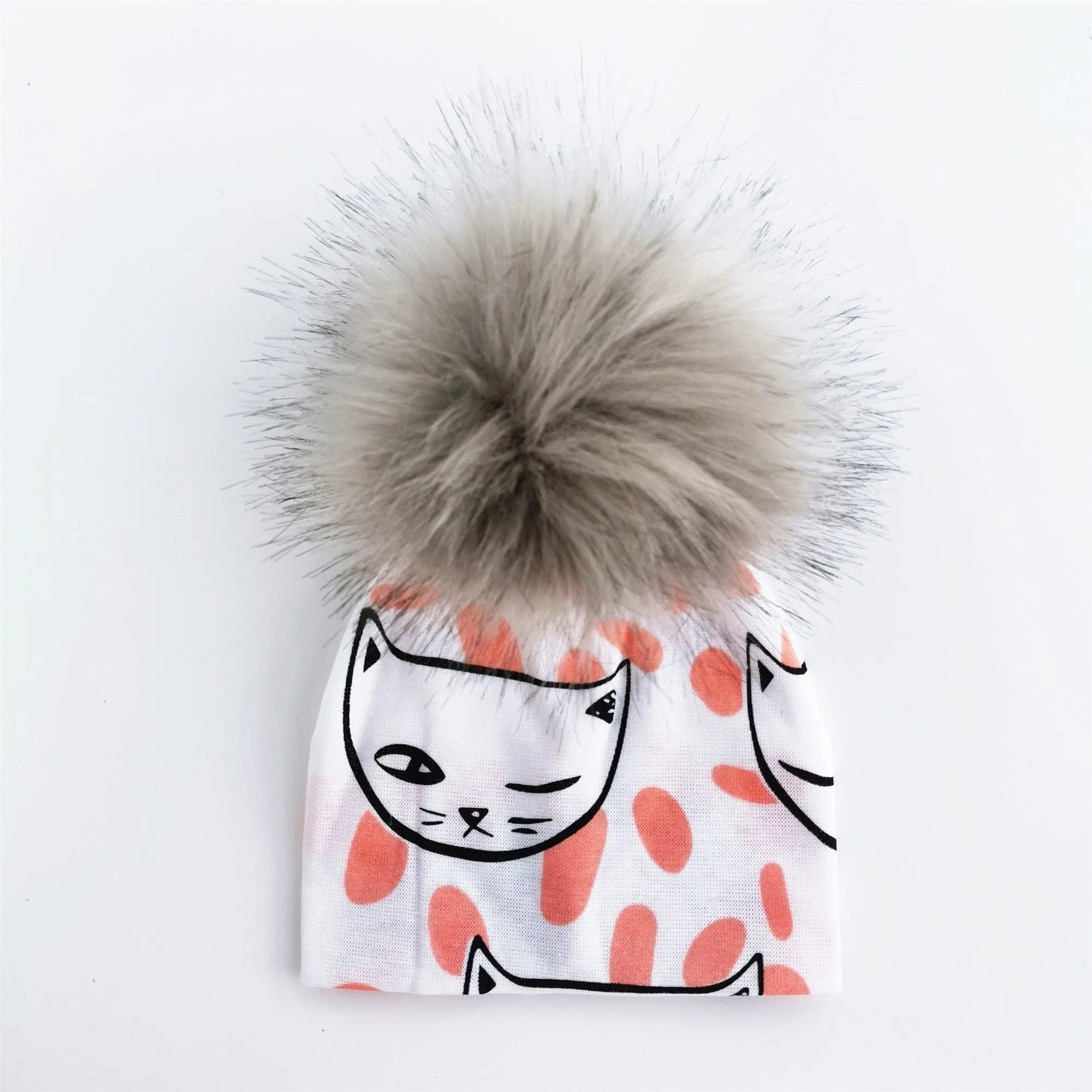 Baby/Kids Adjustable Cotton  Faux Fur Pompom Hats