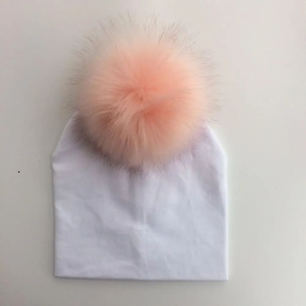 Baby/Kids Adjustable Cotton  Faux Fur Pompom Hats