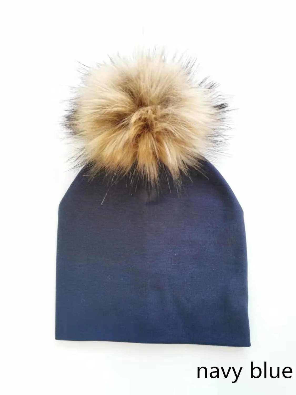 Baby/Kids Adjustable Cotton  Faux Fur Pompom Hats