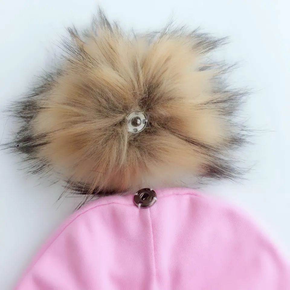 Baby/Kids Adjustable Cotton  Faux Fur Pompom Hats