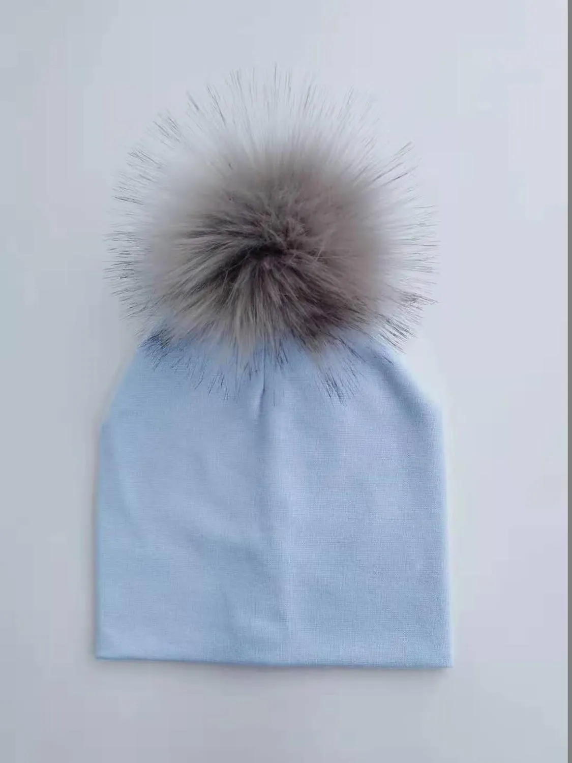 Baby/Kids Adjustable Cotton  Faux Fur Pompom Hats