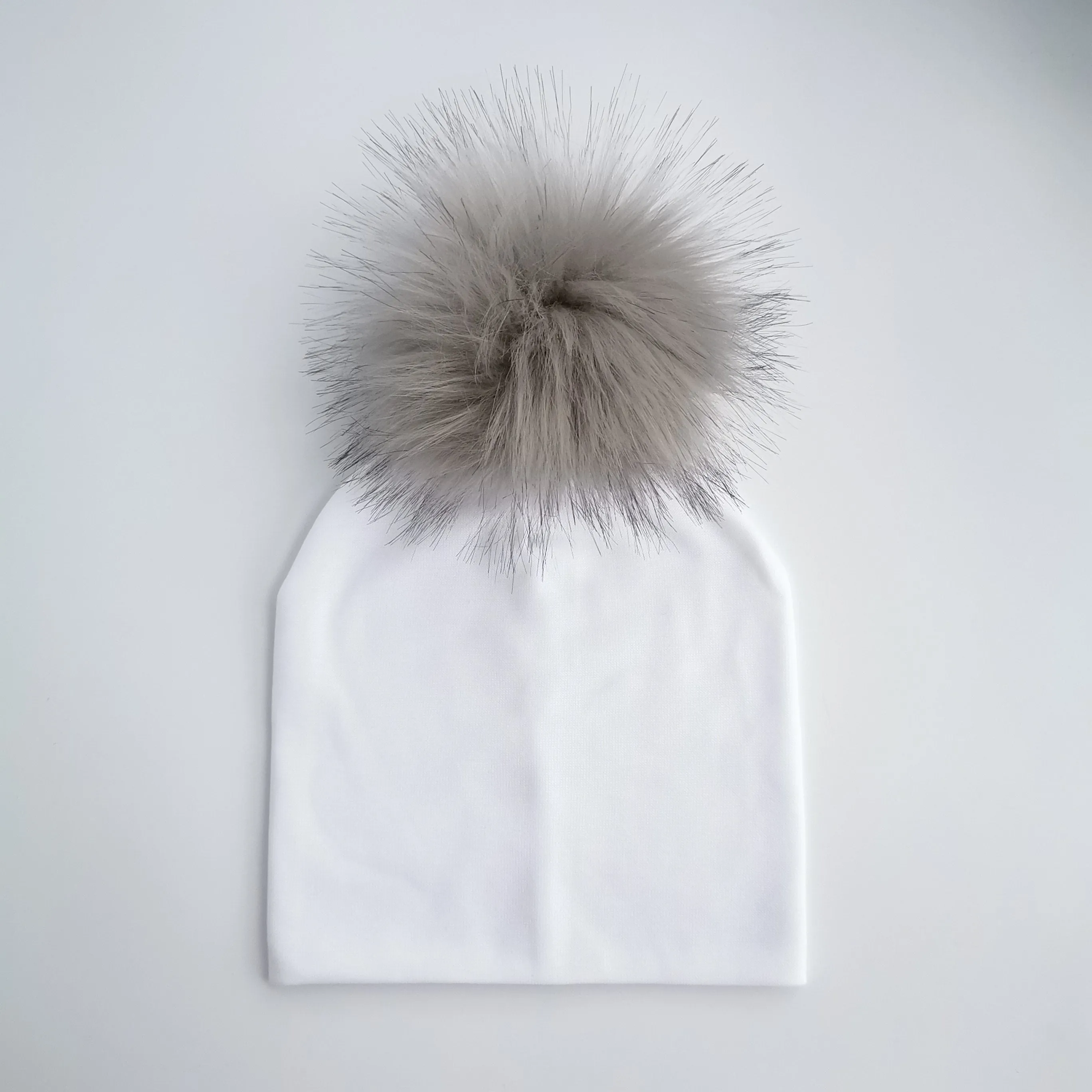 Baby/Kids Adjustable Cotton  Faux Fur Pompom Hats