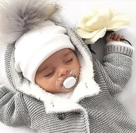 Baby/Kids Adjustable Cotton  Faux Fur Pompom Hats