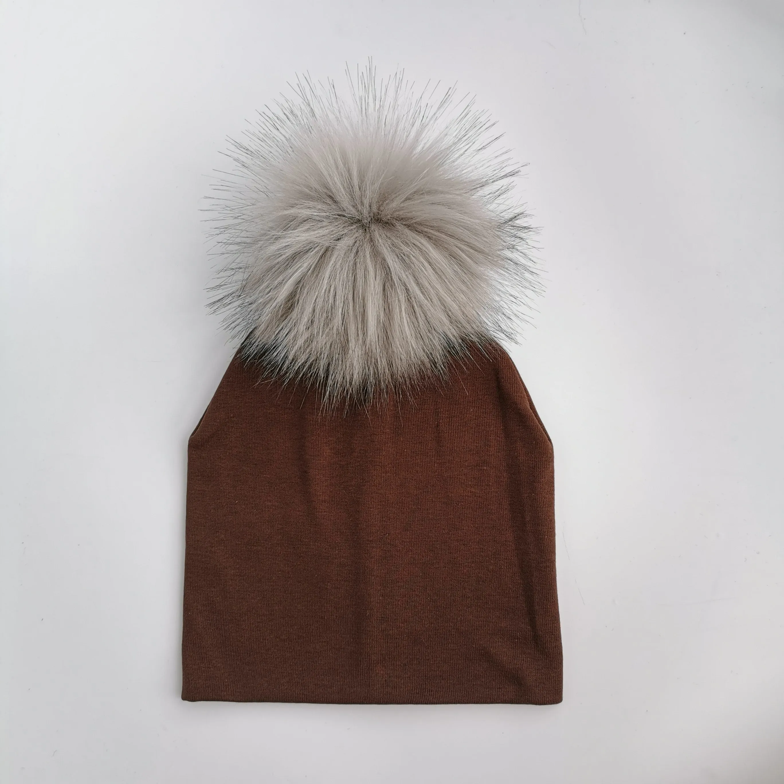 Baby/Kids Adjustable Cotton  Faux Fur Pompom Hats