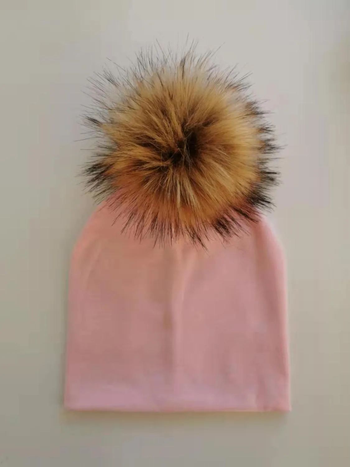 Baby/Kids Adjustable Cotton  Faux Fur Pompom Hats