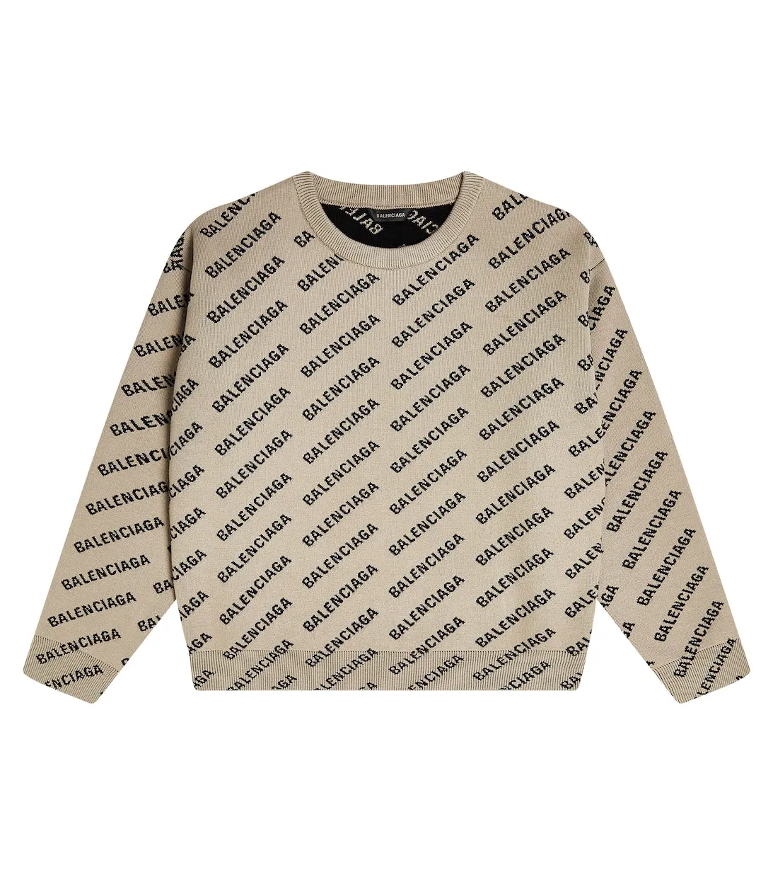 Balenciaga Kids Knitted Logo Sweater, Beige