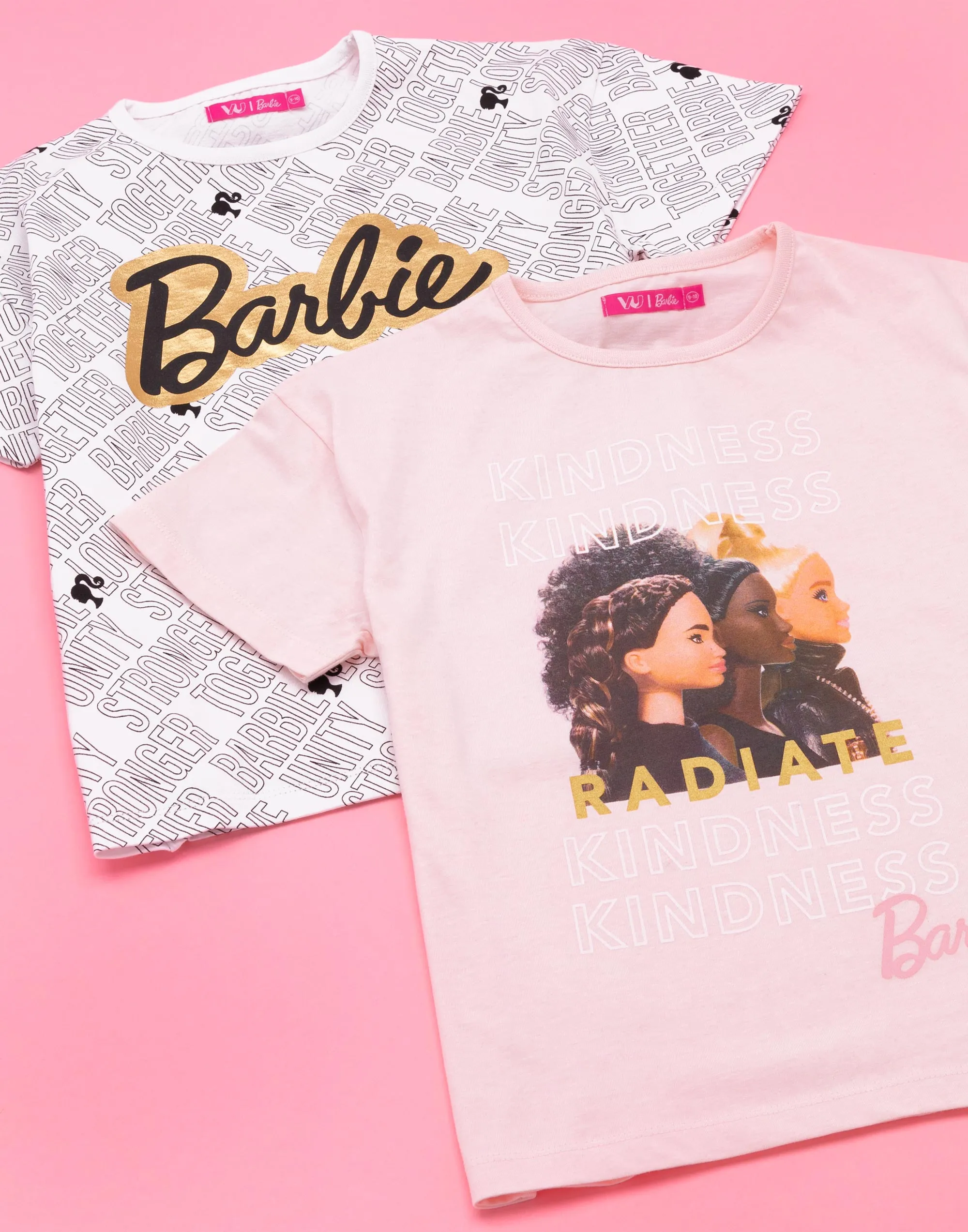 Barbie Logo Girls Multicoloured Multi-Pack of 2 Short-Sleeved T-Shirts