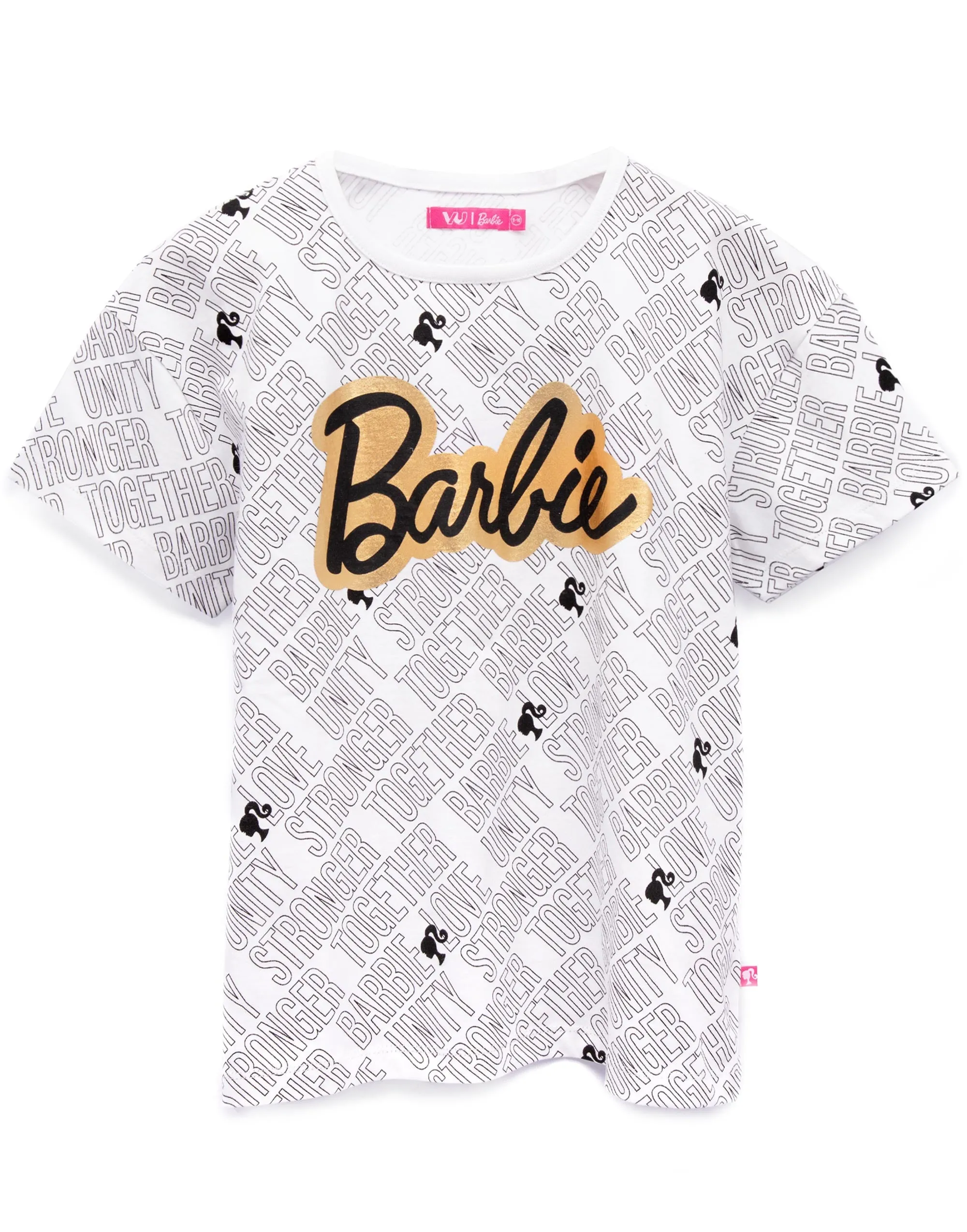 Barbie Logo Girls Multicoloured Multi-Pack of 2 Short-Sleeved T-Shirts