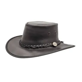 Barmah 1026BL Squashy Full Grain Leather Hat - Black