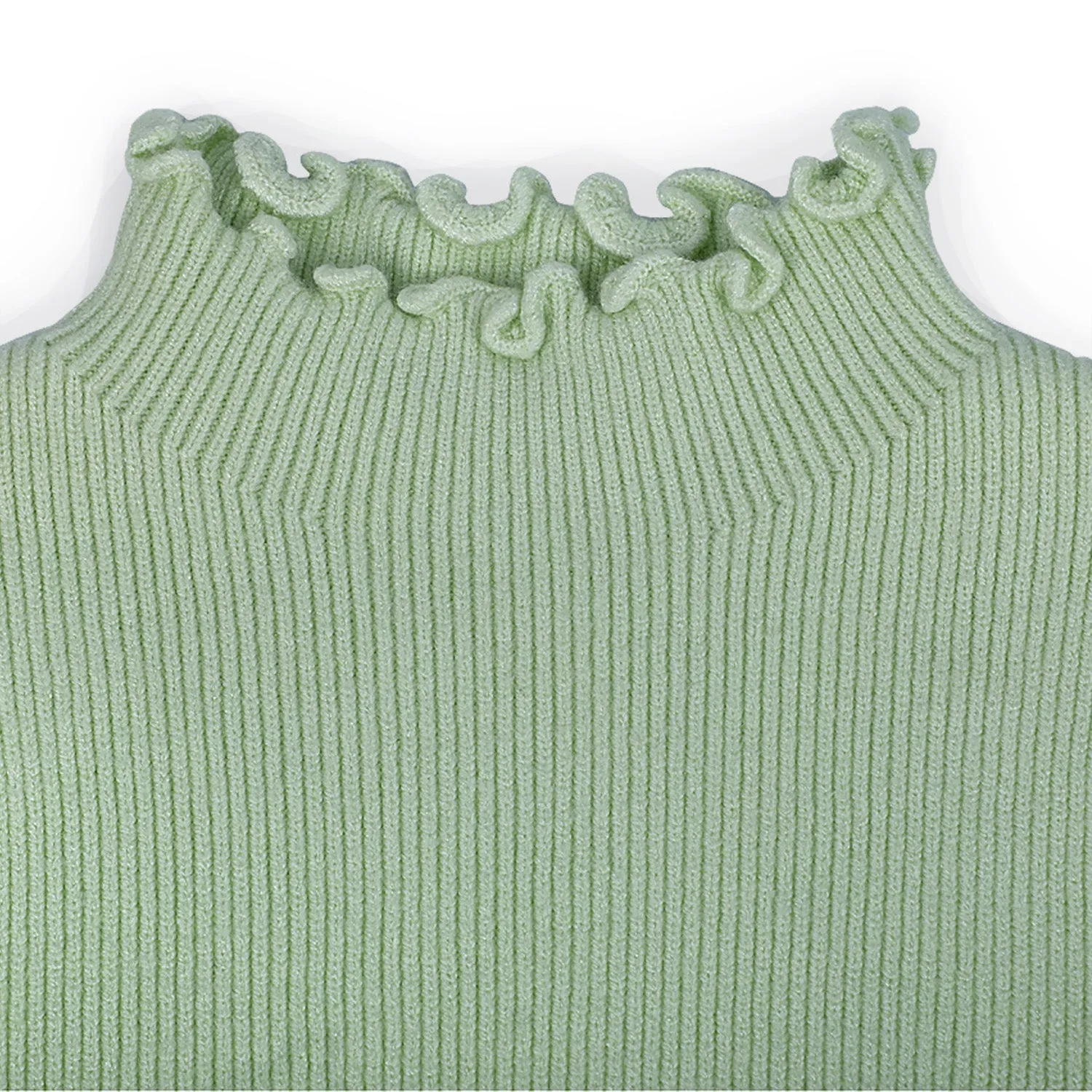 Basic Ribbed Premium Full Sleeves Knitted Kids Sweater - Green