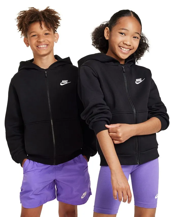 Big Kids Sportswear Club Nike Full Zip Fleece Sweatshirt, Black