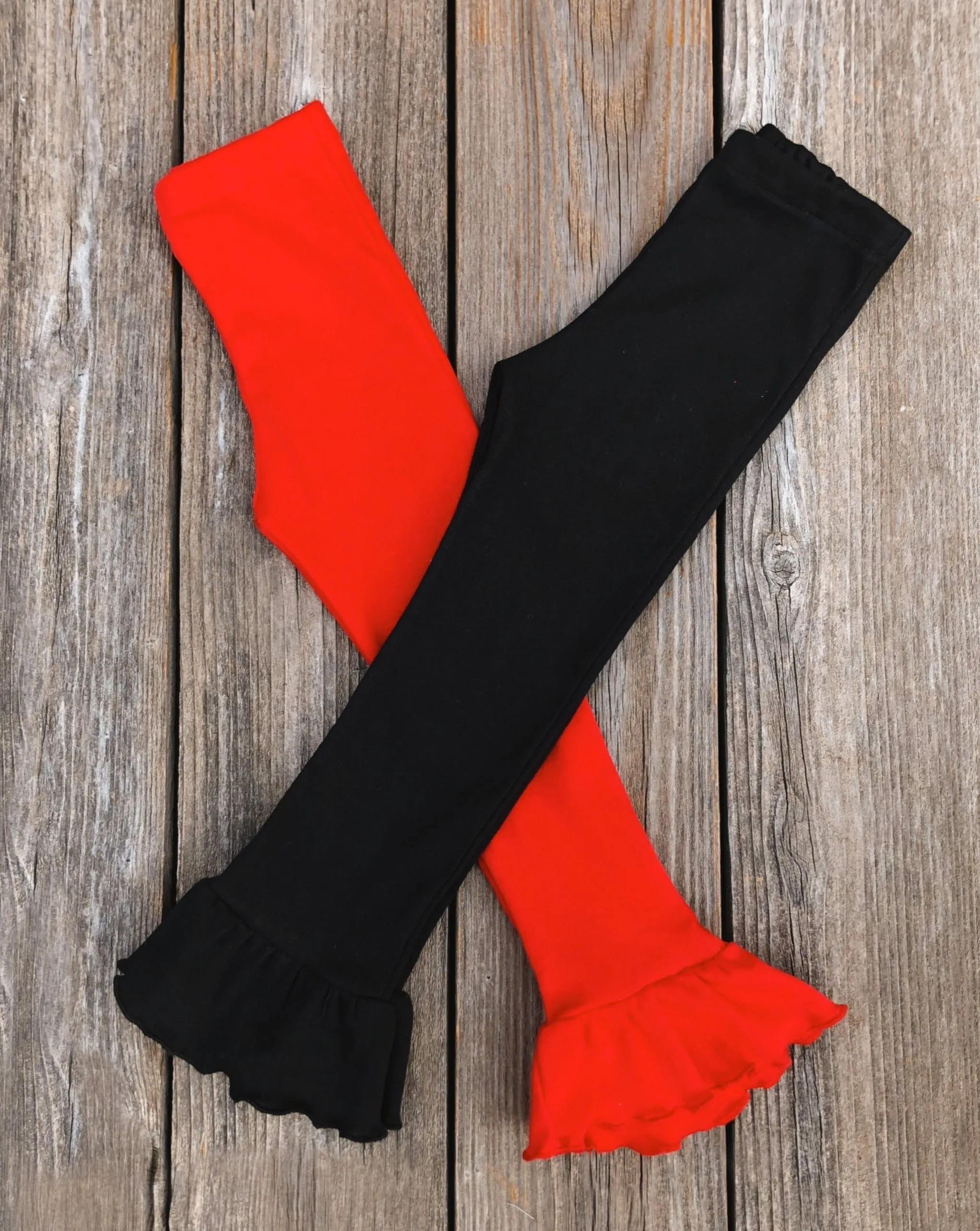 Black & Red Ruffled Leggings