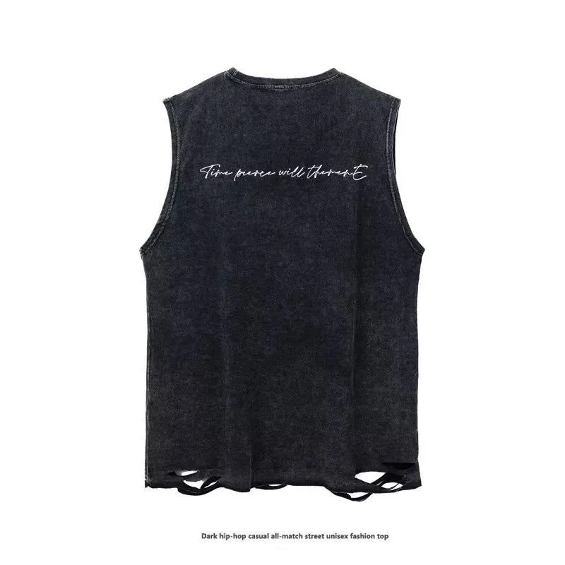 Black Loose Fit Street Style Sleeveless Tank Top