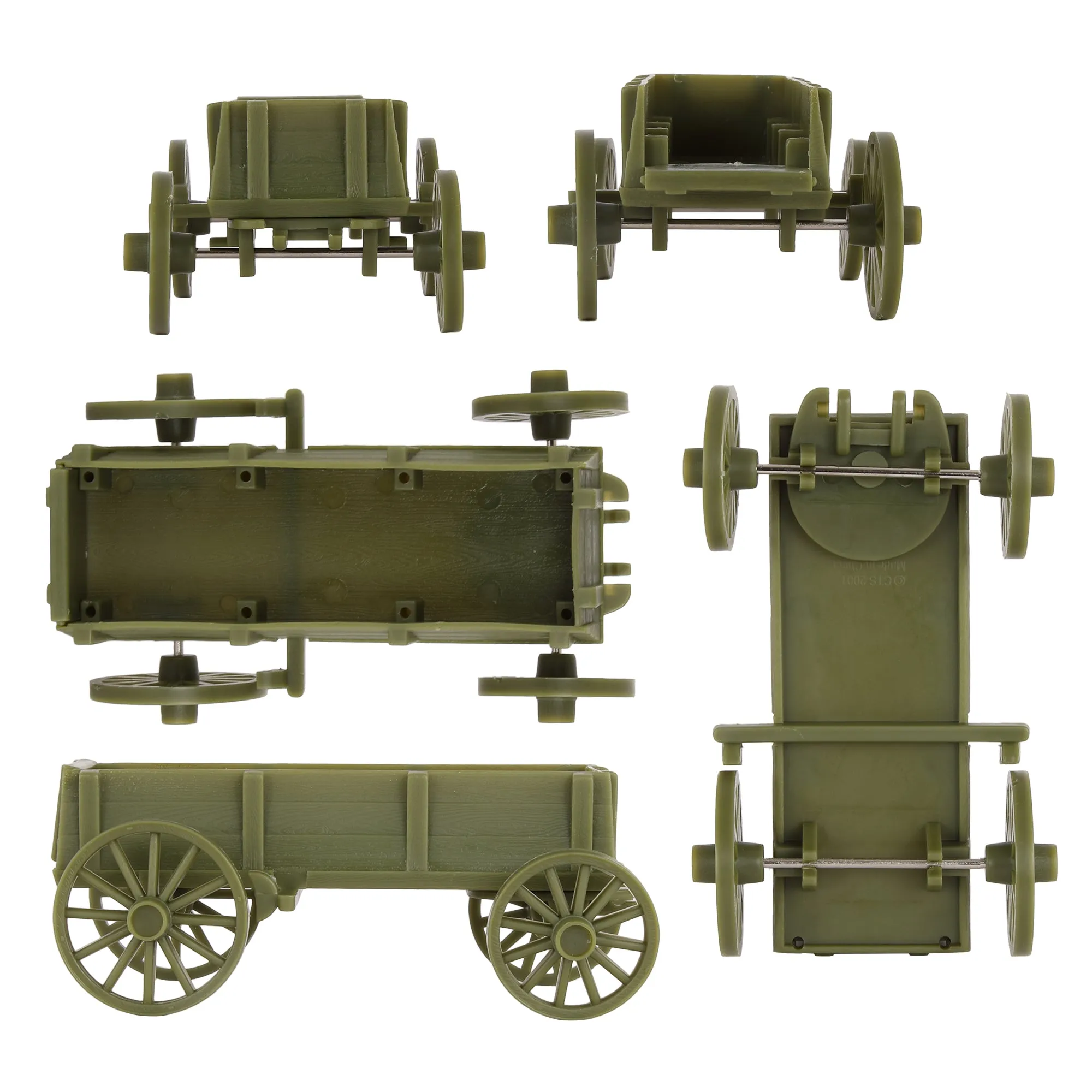 BMC CTS WW1 Ambulance & Supply Wagons - OD Green Square Top Horse Cart Playset