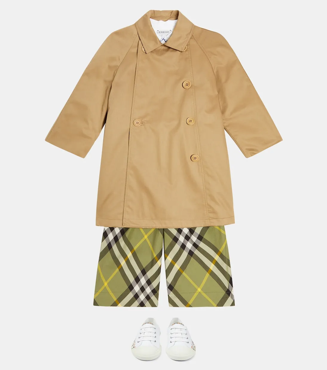 Burberry Kids cotton gabardine trench coat, multicolor