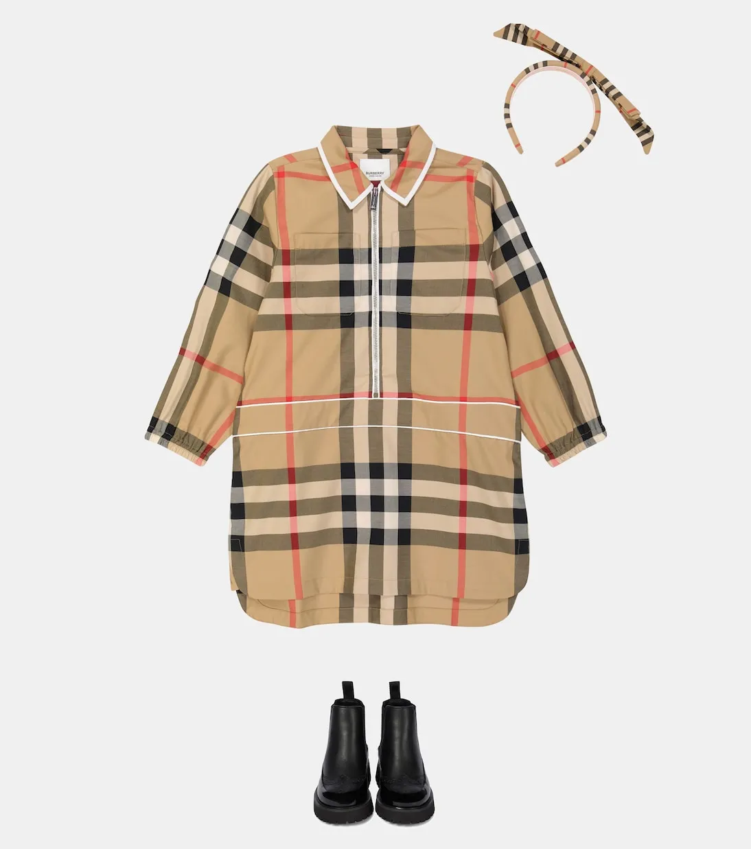 Burberry Kids vintage check shirt dress, beige