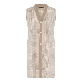 Camel Dogtooth Longline Waistcoat - Micha