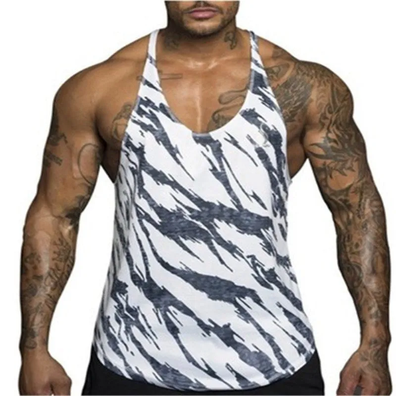 Camouflage Stripe Printed Tank Tops