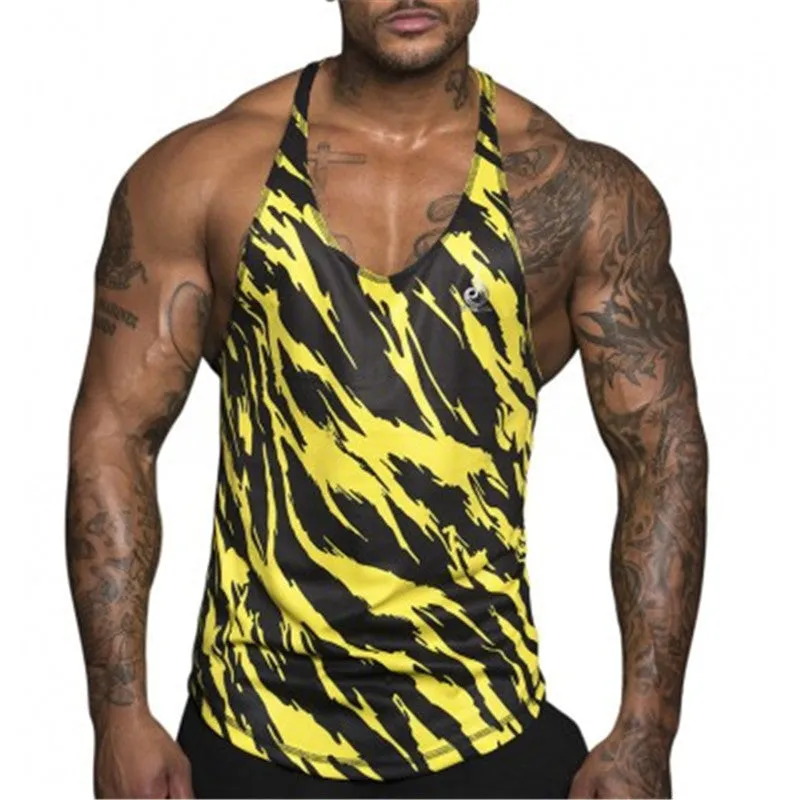 Camouflage Stripe Printed Tank Tops