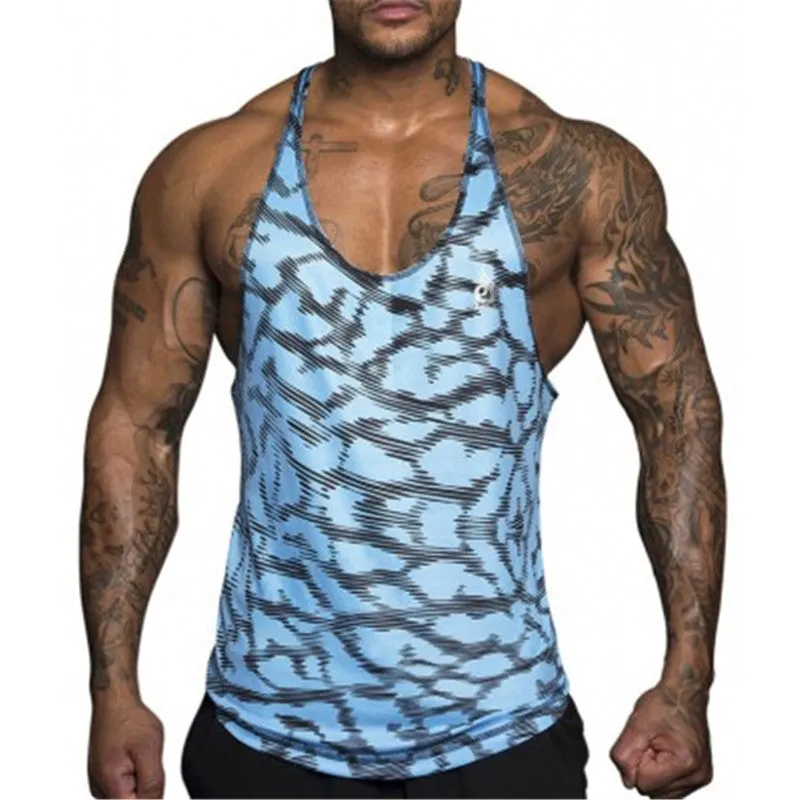 Camouflage Stripe Printed Tank Tops