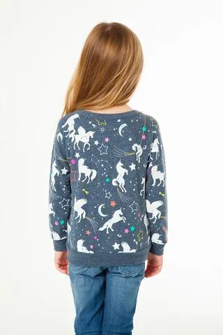 CHASER- Girls Love Knit Raglan Pullover Unicorn Fantasy