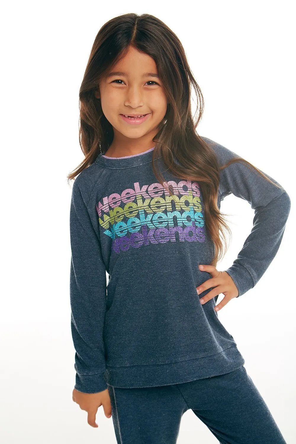 CHASER KIDS - Girls Cozy Knit Raglan Pullover in Avalon