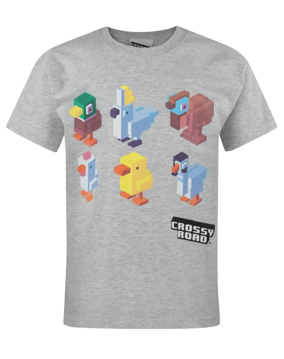 Crossy Road Chracters Boys Grey Short Sleeved T-Shirt