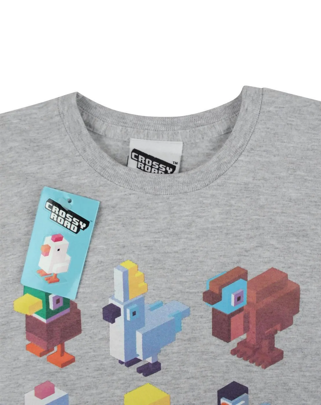 Crossy Road Chracters Boys Grey Short Sleeved T-Shirt