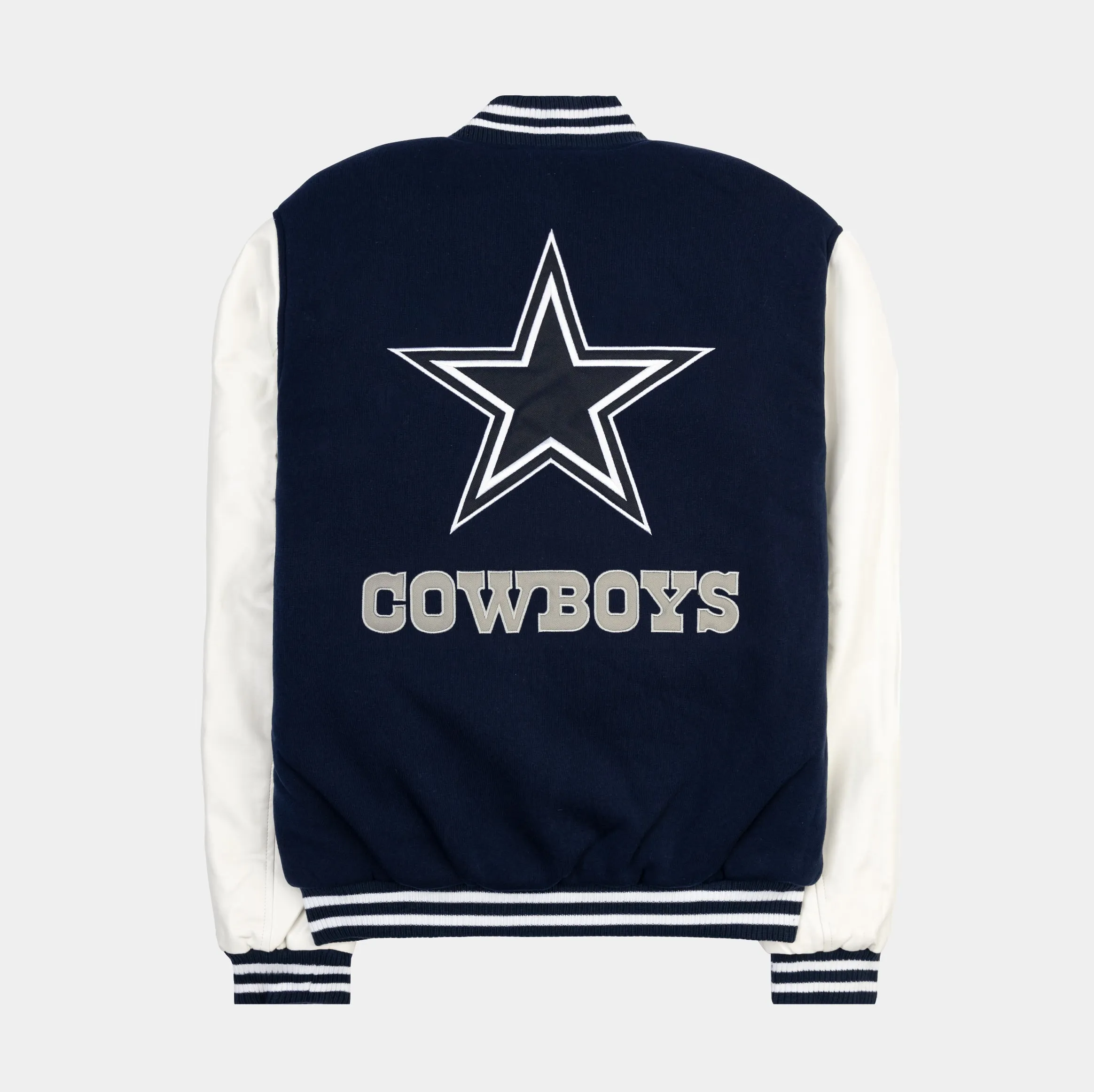 Dallas Cowboys Reversible Letterman Mens Jacket (Blue/White)