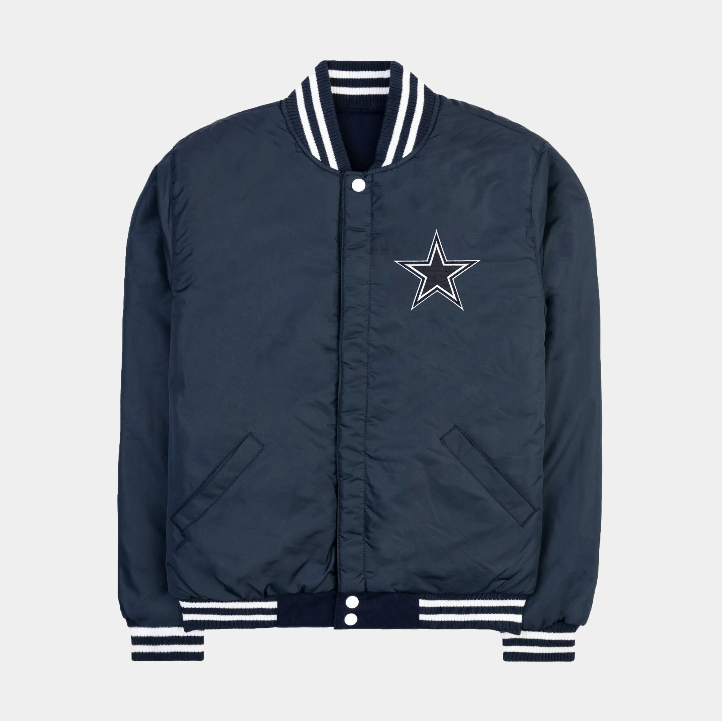 Dallas Cowboys Reversible Letterman Mens Jacket (Blue/White)