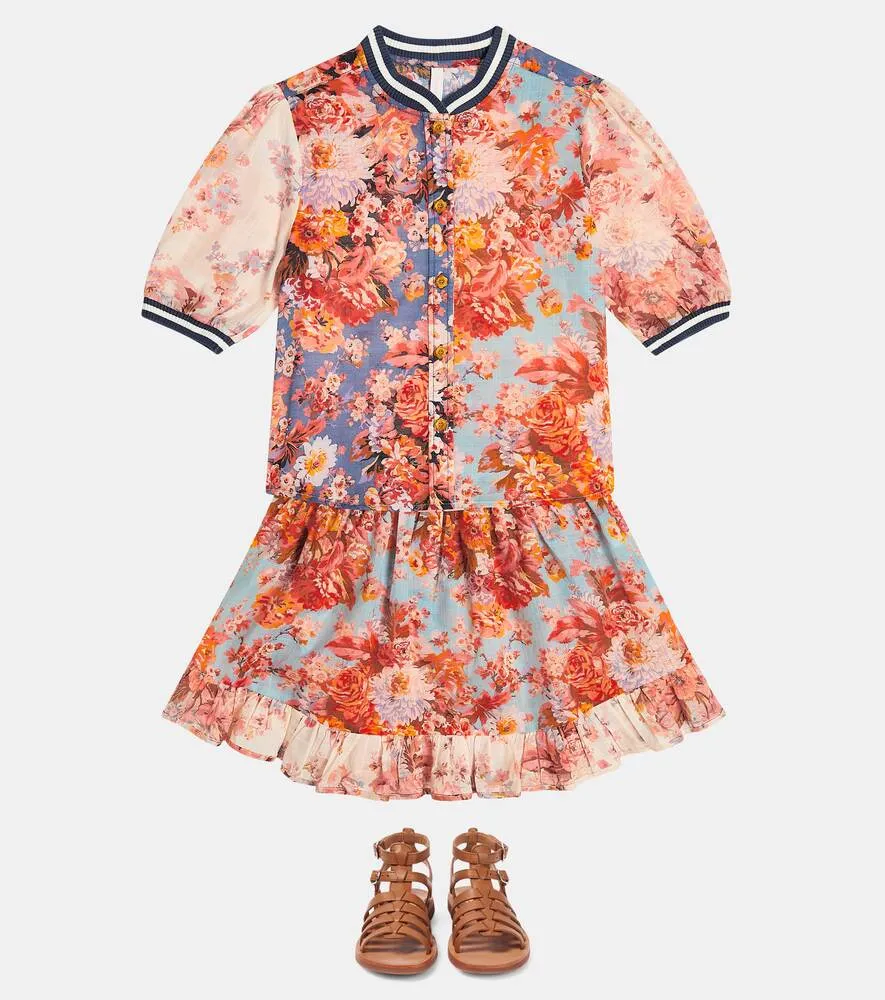 Devi blouse in cotton with floral print Zimmermann Kids, multicolored