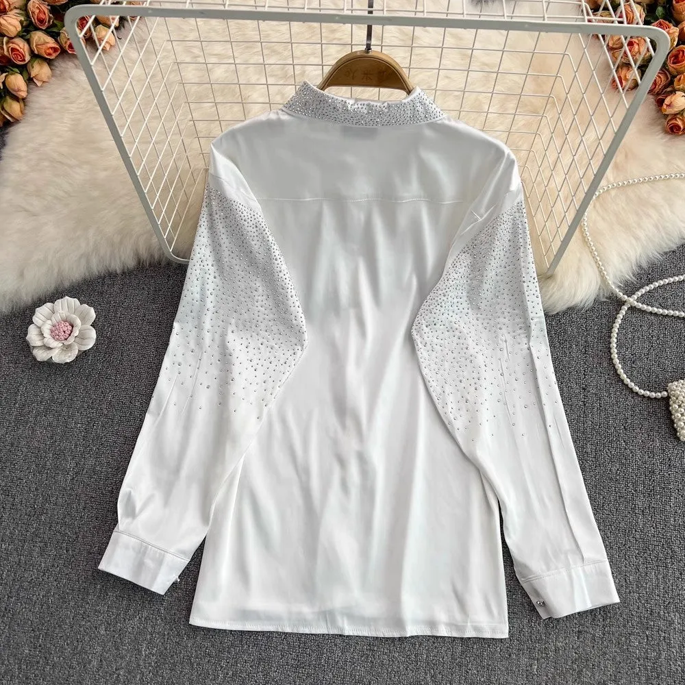 diamond fashion shirt women's fashionable and chic long-sleeved top       S3995