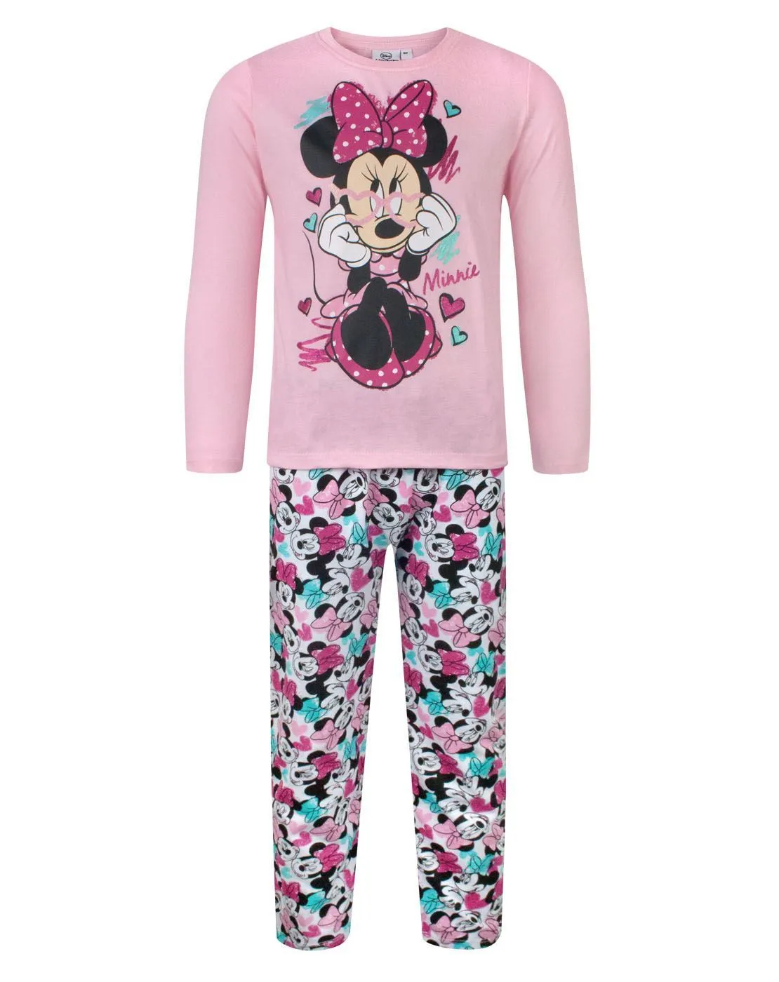 Disney Girls Pink Short Sleeve Long Leg Pyjama Set