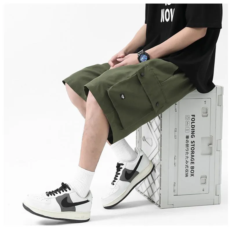 Drawstring Waist Workwear Mid-length Soft Cargo Shorts