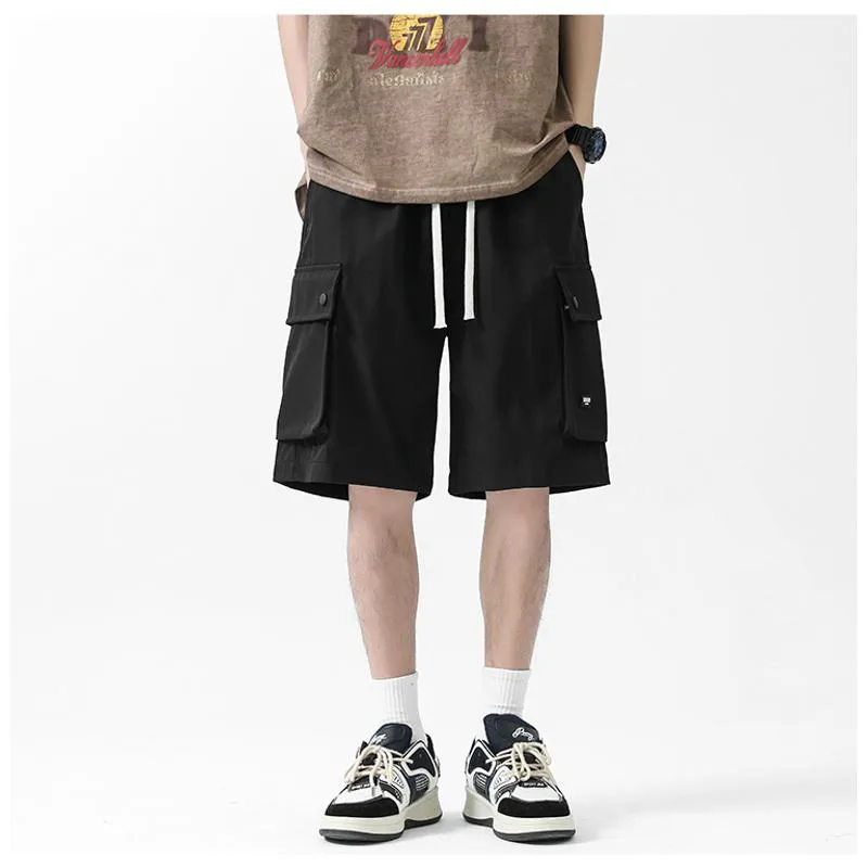 Drawstring Waist Workwear Mid-length Soft Cargo Shorts