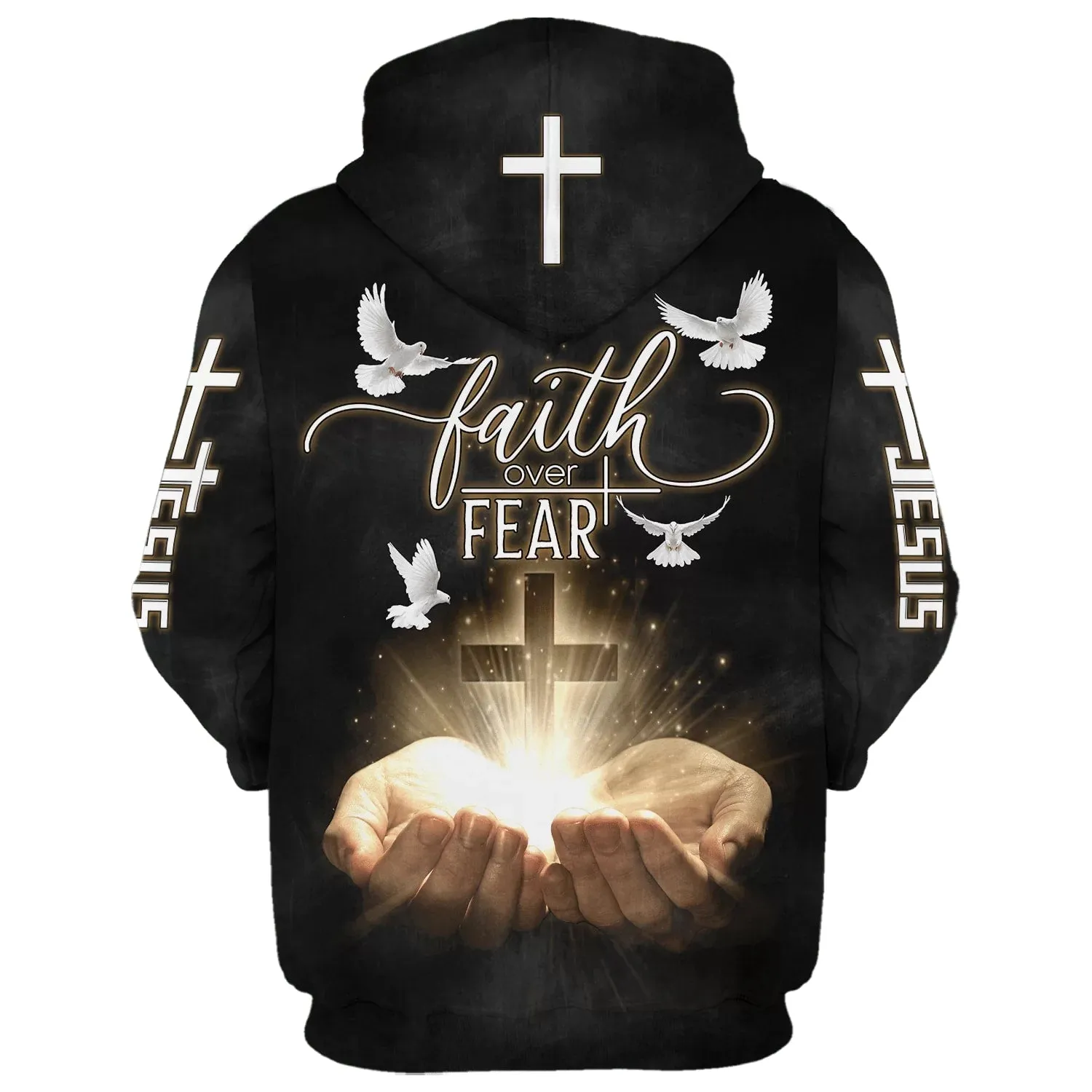 Faith Over Fear Jesus Gods Hand Christian Cross Hoodies Jesus Hoodie Men & Women Christian Hoodie 3D Printed Hoodie