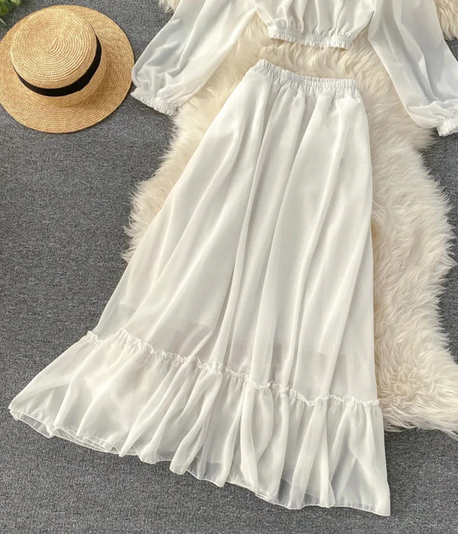 Fashion girl dress two pieces long sleeve dress   S15