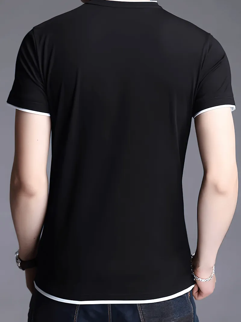 Fashion Short Sleeves V-Neck Solid Color T-Shirt for Men - SF1065