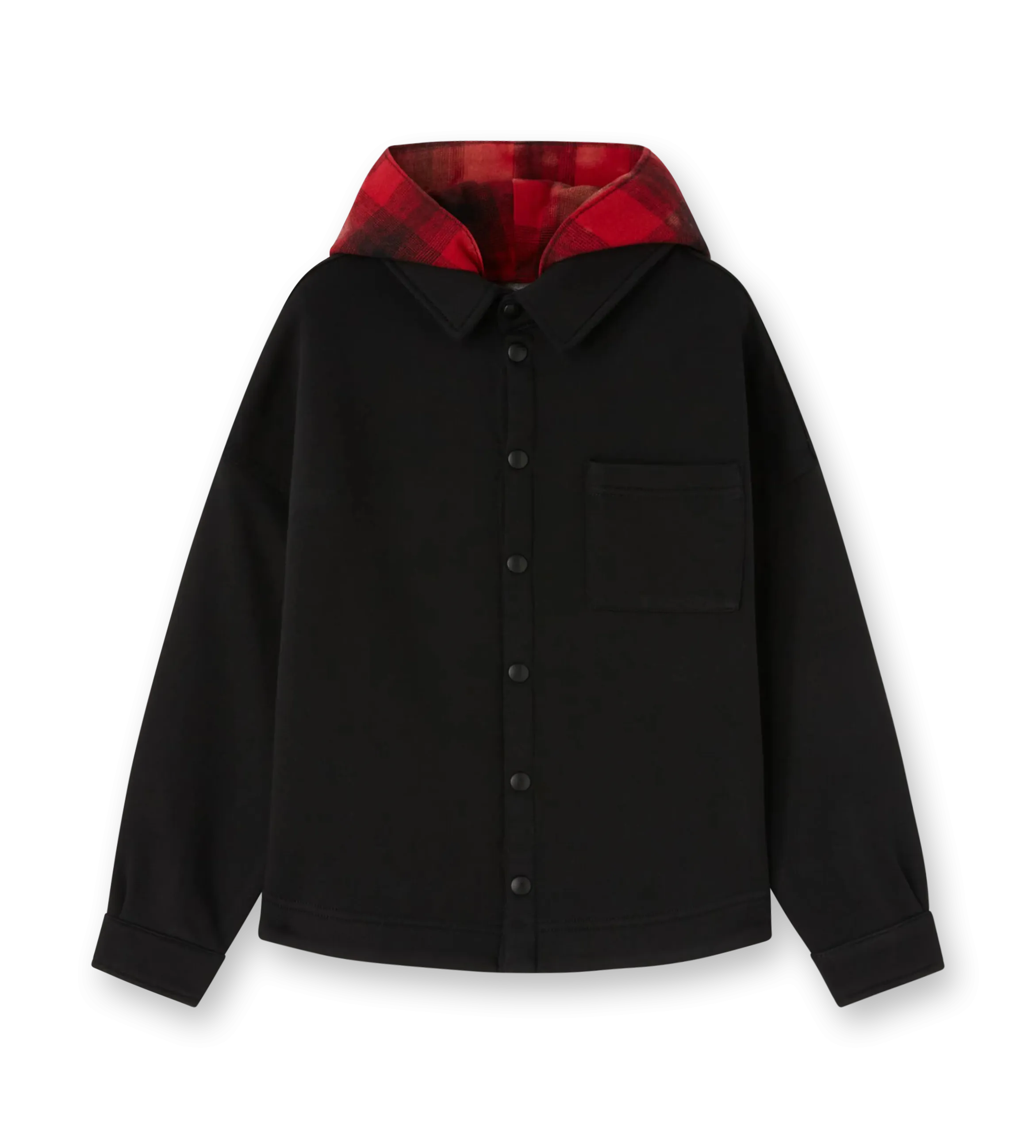 Fleece Hooded Overshirt Black