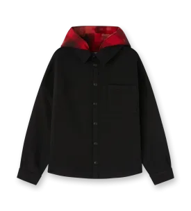 Fleece Hooded Overshirt Black