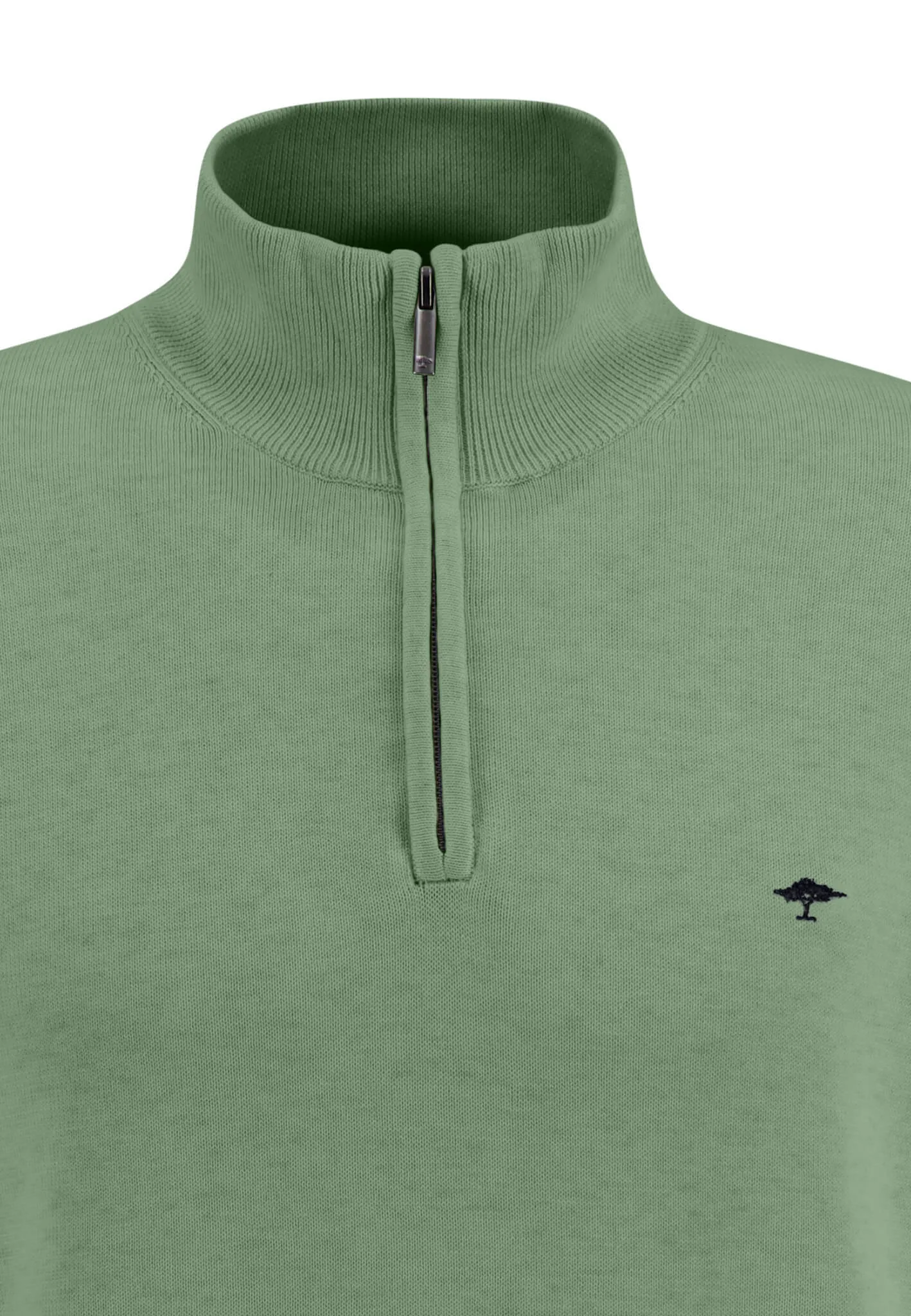 FYNCH HATTON Troyer Zip Sweater in Spring Green