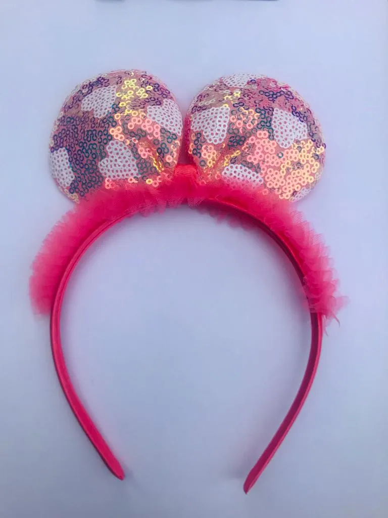 Girls pink sequin ear hair band