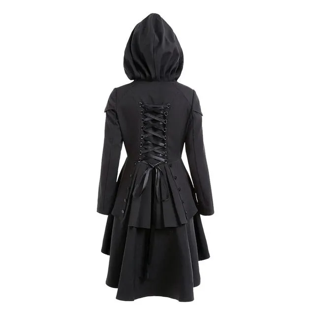 Gothic Vintage Hooded Trench Coat