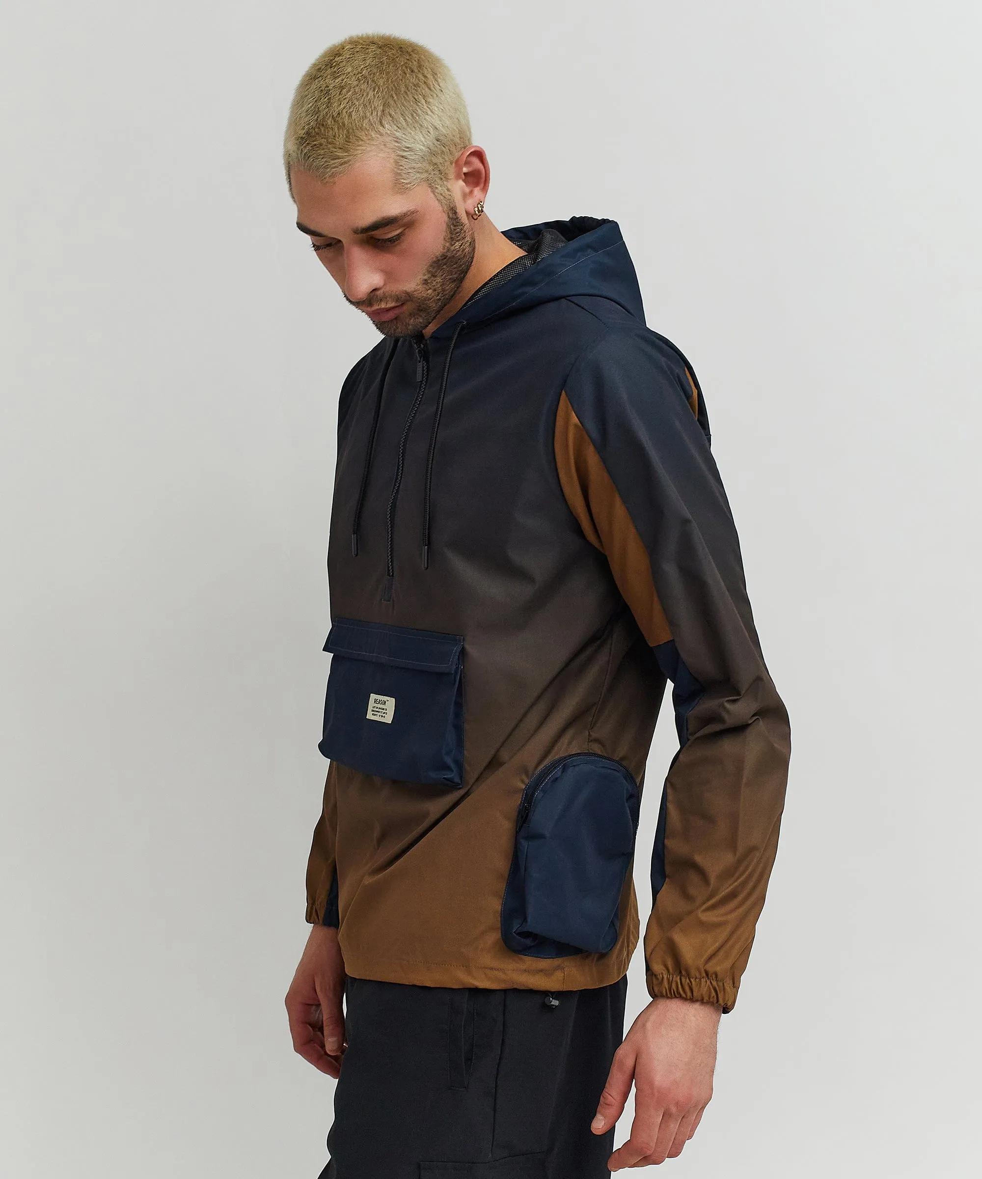 Gradient Nylon Utility Hoodie - Navy