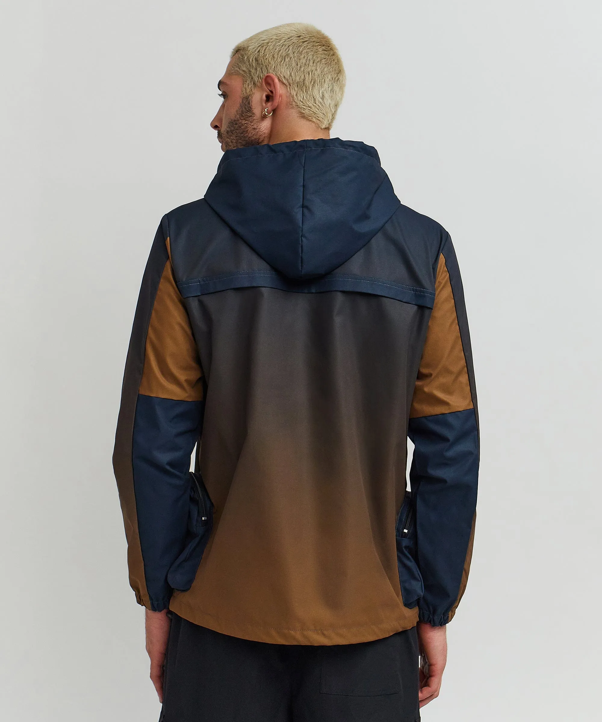 Gradient Nylon Utility Hoodie - Navy